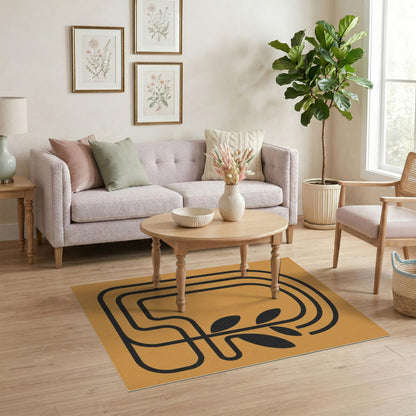 Orange Geometric Arch Plant Area Rug