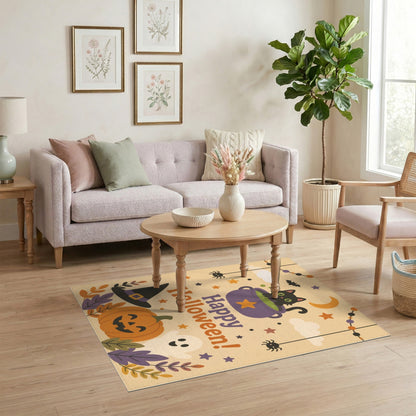 Happy Halloween Black Cat Kids Area Rug