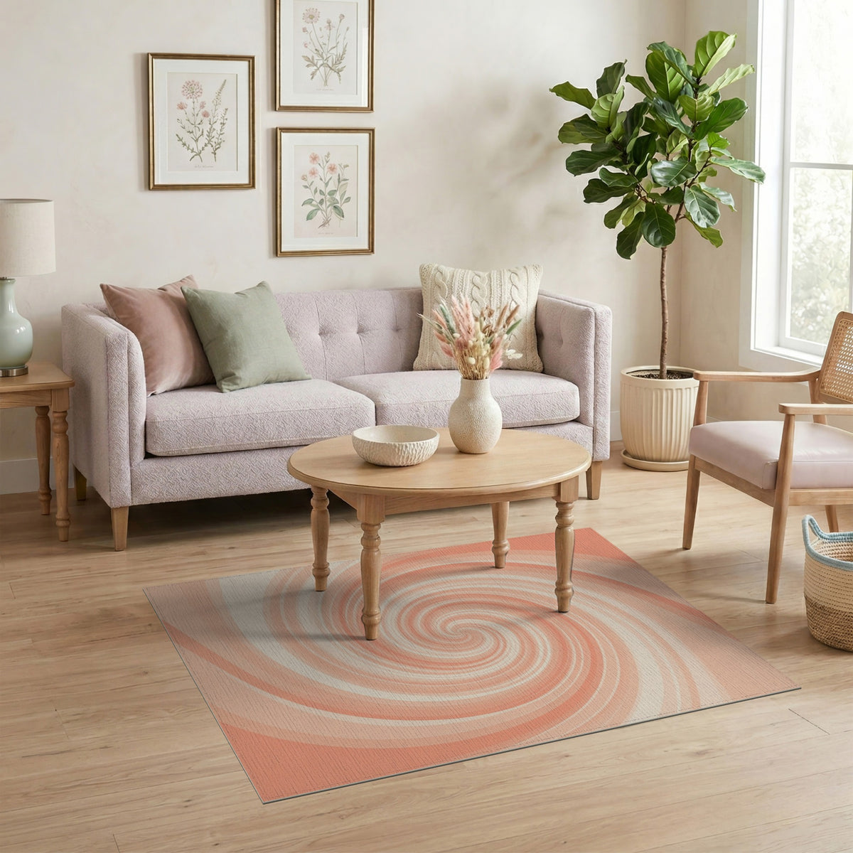 Orange Swirl Spiral Area Rug