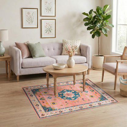 Pink Medallion Pink Floral Medallion Area Rug