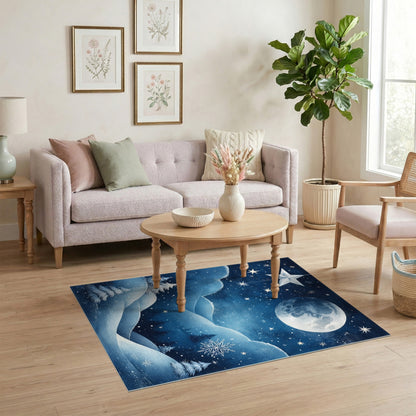 Moonlit Winter Snowscape Area Rug