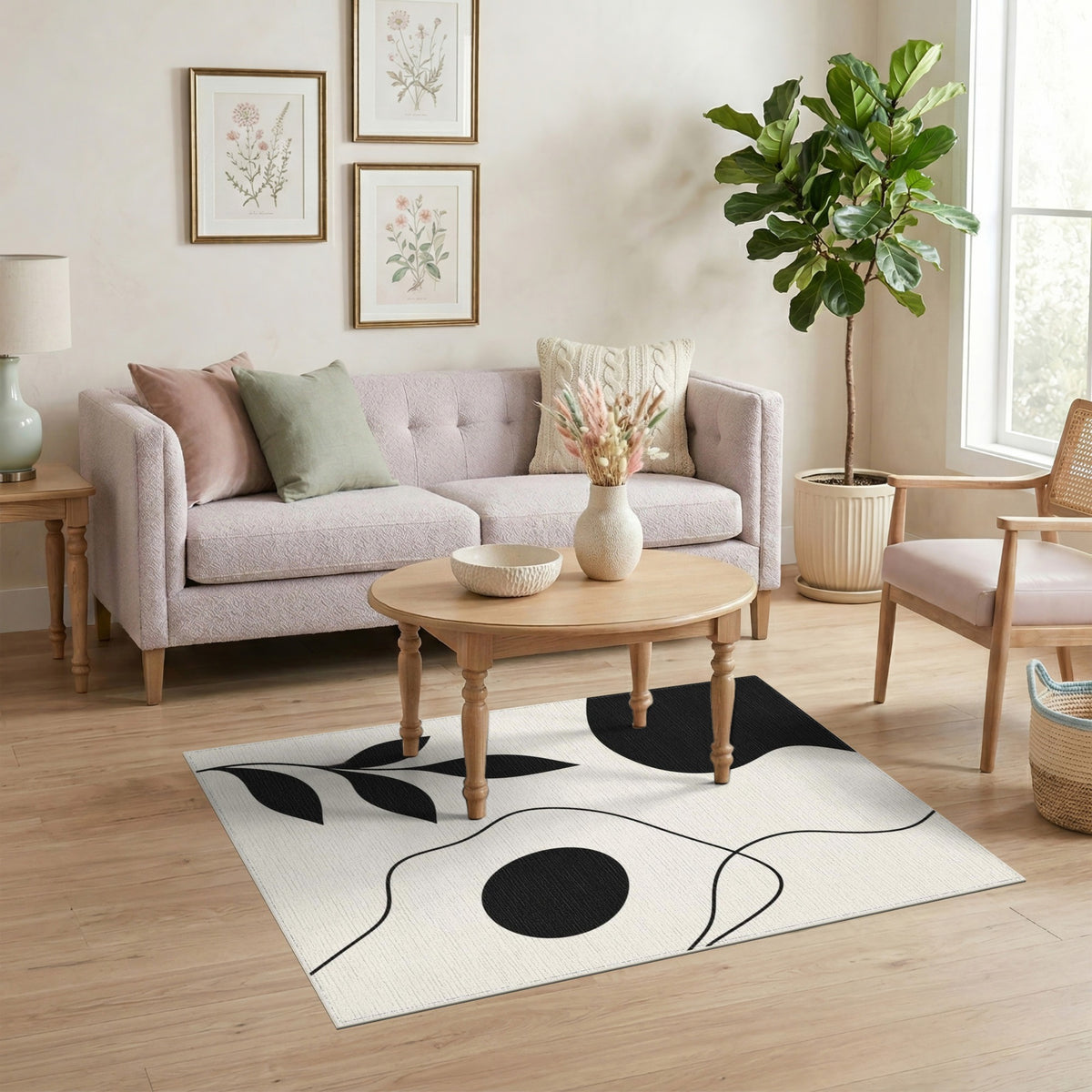Black White Abstract Area Rug