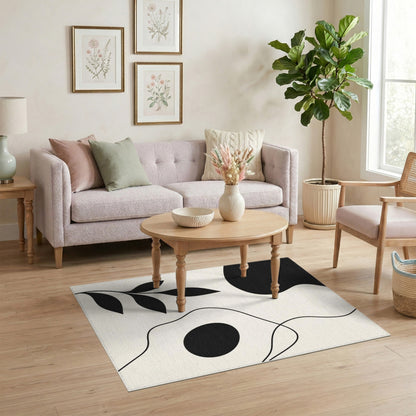 Black White Abstract Area Rug