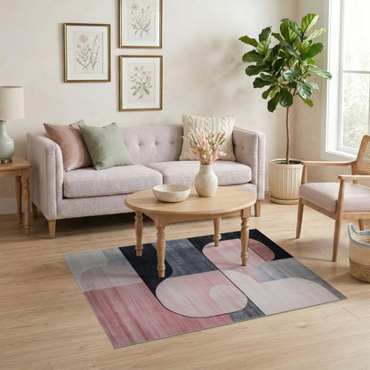 Modern Pink Geometric Area Rug