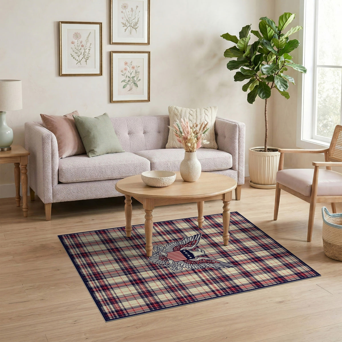 Patriotic Eagle Plaid Area Rug