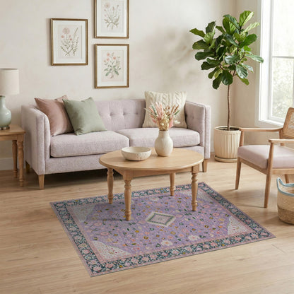 Purple Floral Persian Area Rug