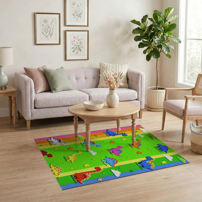 Multi-color and Patterns Colorful Dinosaur Kids Area Rug