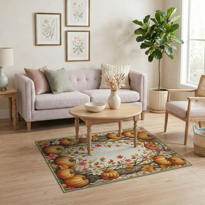 Orange Harvest Autumn Pumpkin Harvest Area Rug