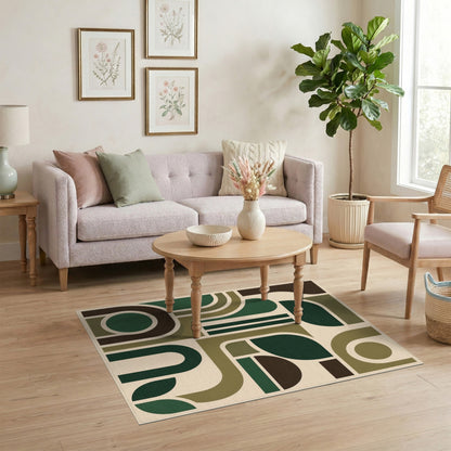 Green Geometric Modern Area Rug