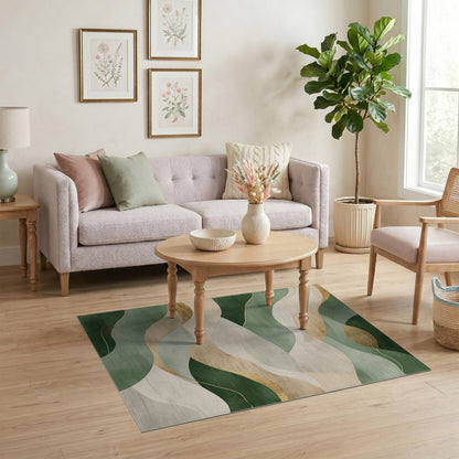 Abstract Area Green Abstract Wave Area Rug