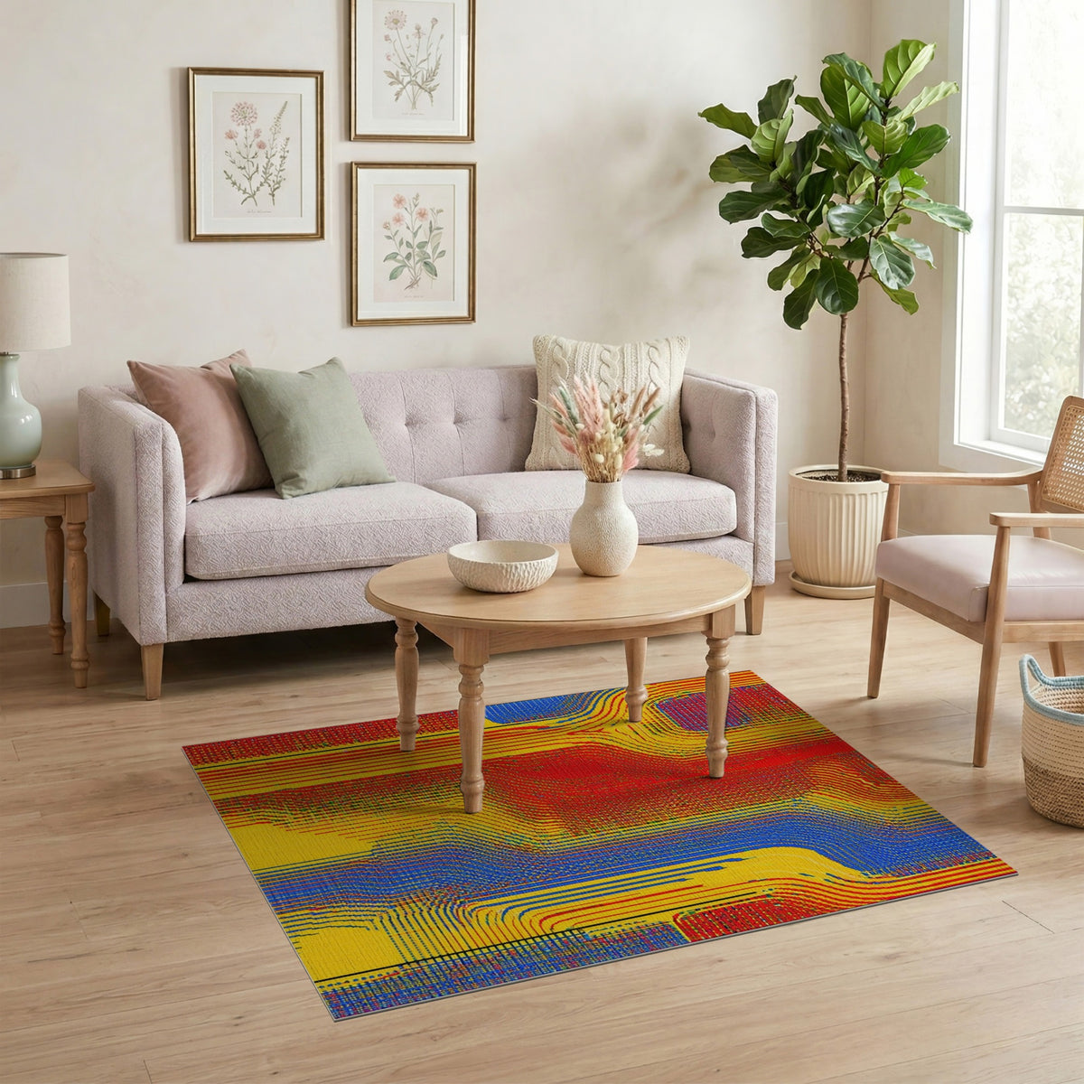 ODIKA Vibrant Multi-Color Wave Area Rug
