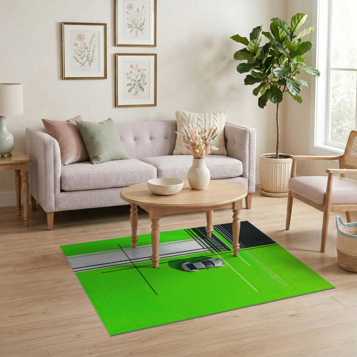 Bold Green Geometric Area Rug