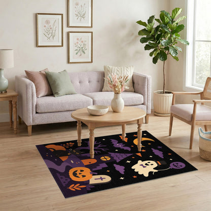 Cute Halloween Ghost Cat Kids Cartoon Area Rug