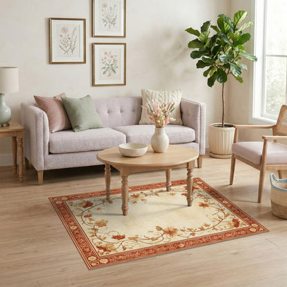 Red Floral Vintage No. 14 Area Rug