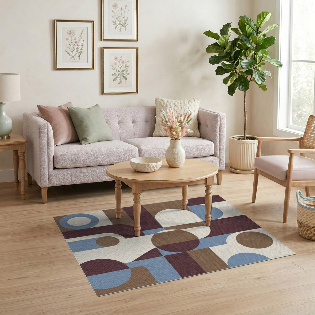 Brown and Tan Geometric Brown Tan Modern Area Rug