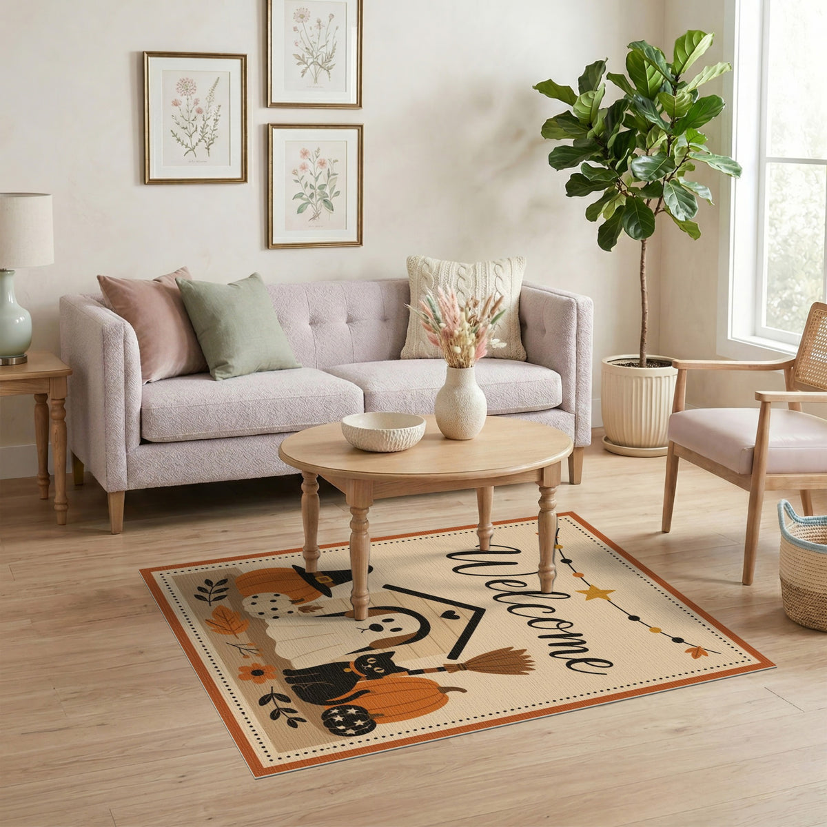 Halloween Welcome Dog and Cat Area Rug