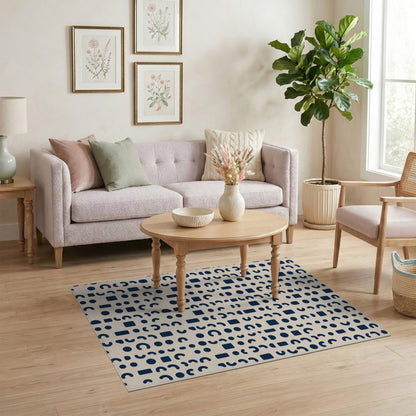 Navy Geometric Area Rug