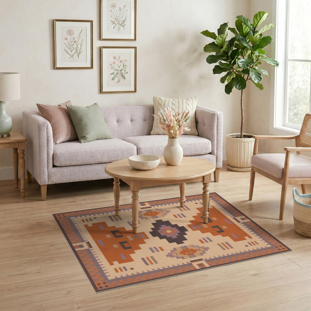 Orange Heritage Tribal Area Rug