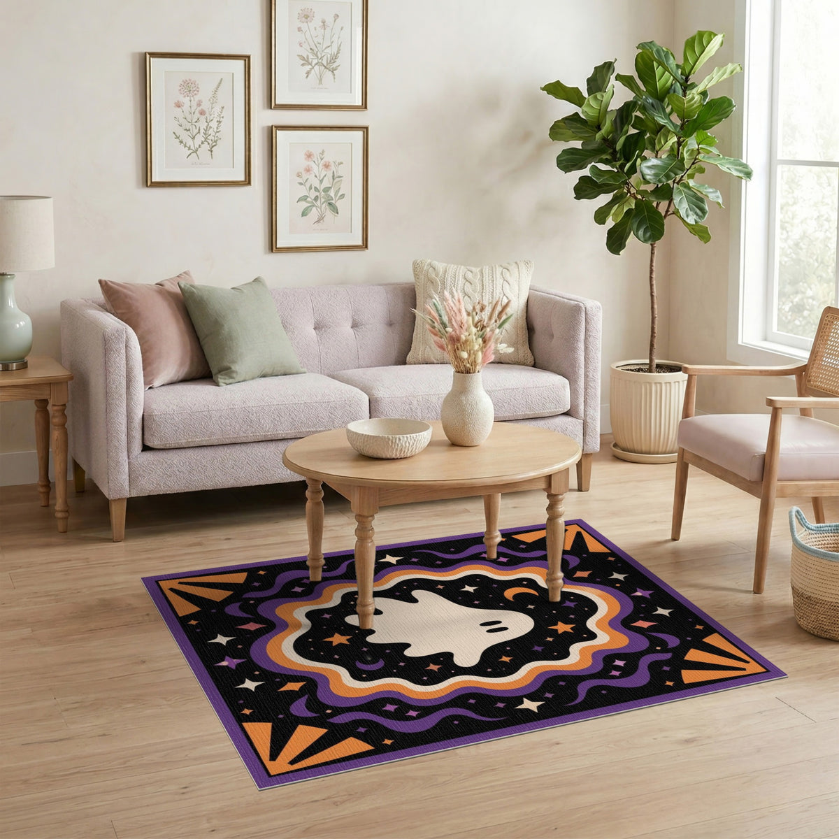 Spooky Ghost Halloween Area Rug