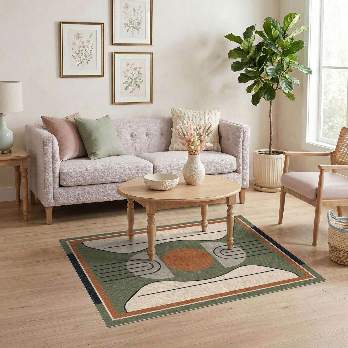 Green Geometric Arch Area Rug