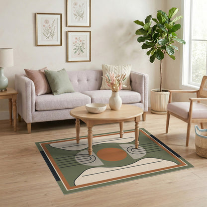 Green Geometric Arch Area Rug