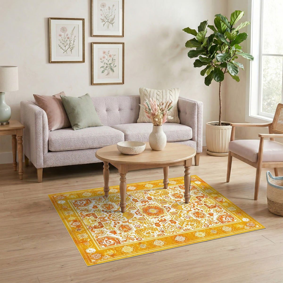 Yellow Traditional Persian Area Rug