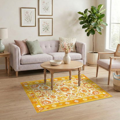 Yellow Traditional Persian Area Rug