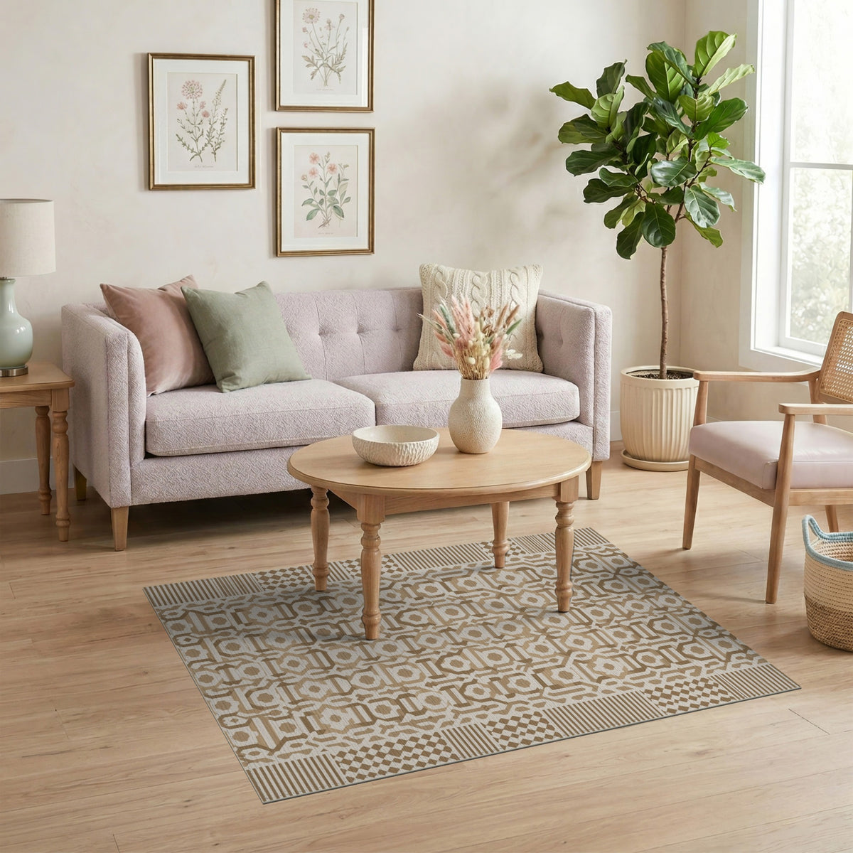 Brown Tan Geometric Area Rug