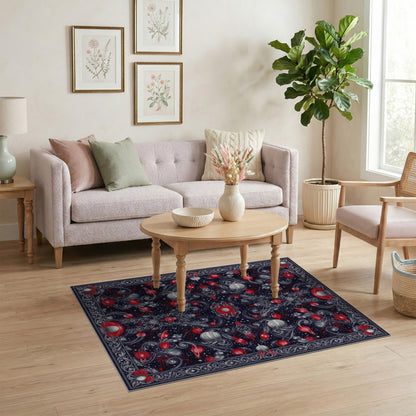 Red Celestial Planets Area Rug