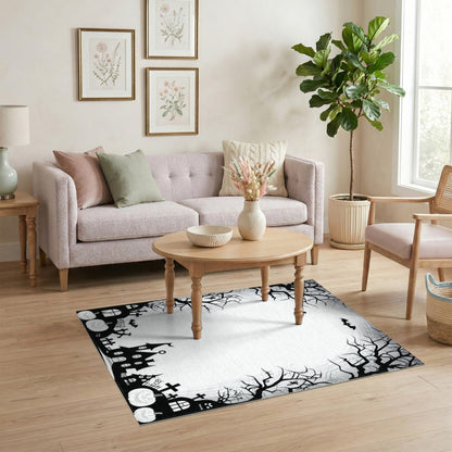 Spooky Halloween Silhouette Washable Area Rug