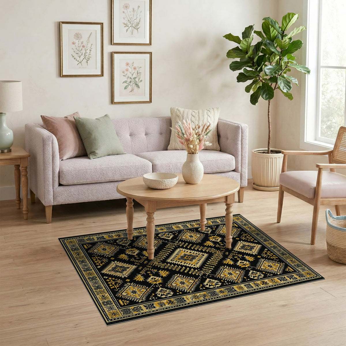 Heritage Tribal Black and Gold Area Rug