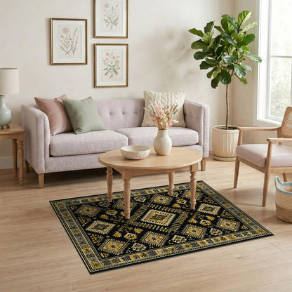 Heritage Tribal Black and Gold Area Rug
