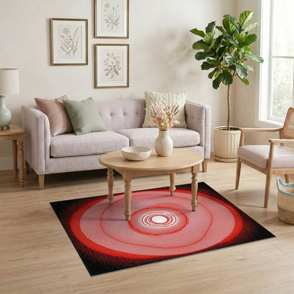 Red Vortex Geometric Area Rug