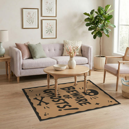Beware of Ghosts Skull Halloween Rug
