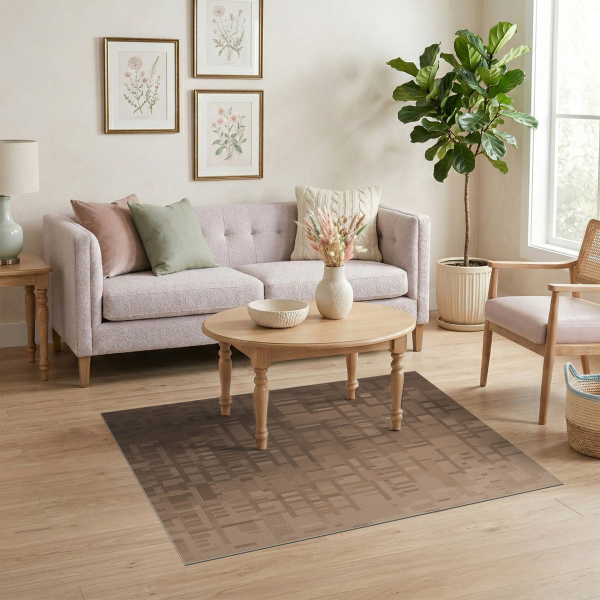 Brown Geometric Brown and Tan Area Rug