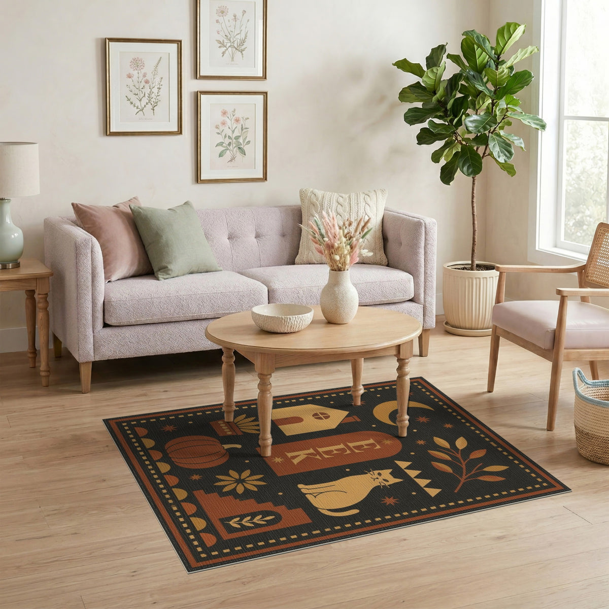EEK Halloween Cat Pumpkin Area Rug
