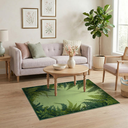 Lush Fern Forest Green Washable Area Rug