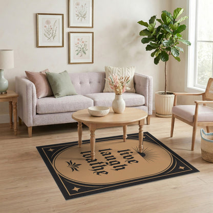 Brown and Tan Live Laugh Loathe Vintage Area Rug