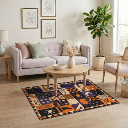 Geometric Modern Halloween Geometric Patchwork Area Rug