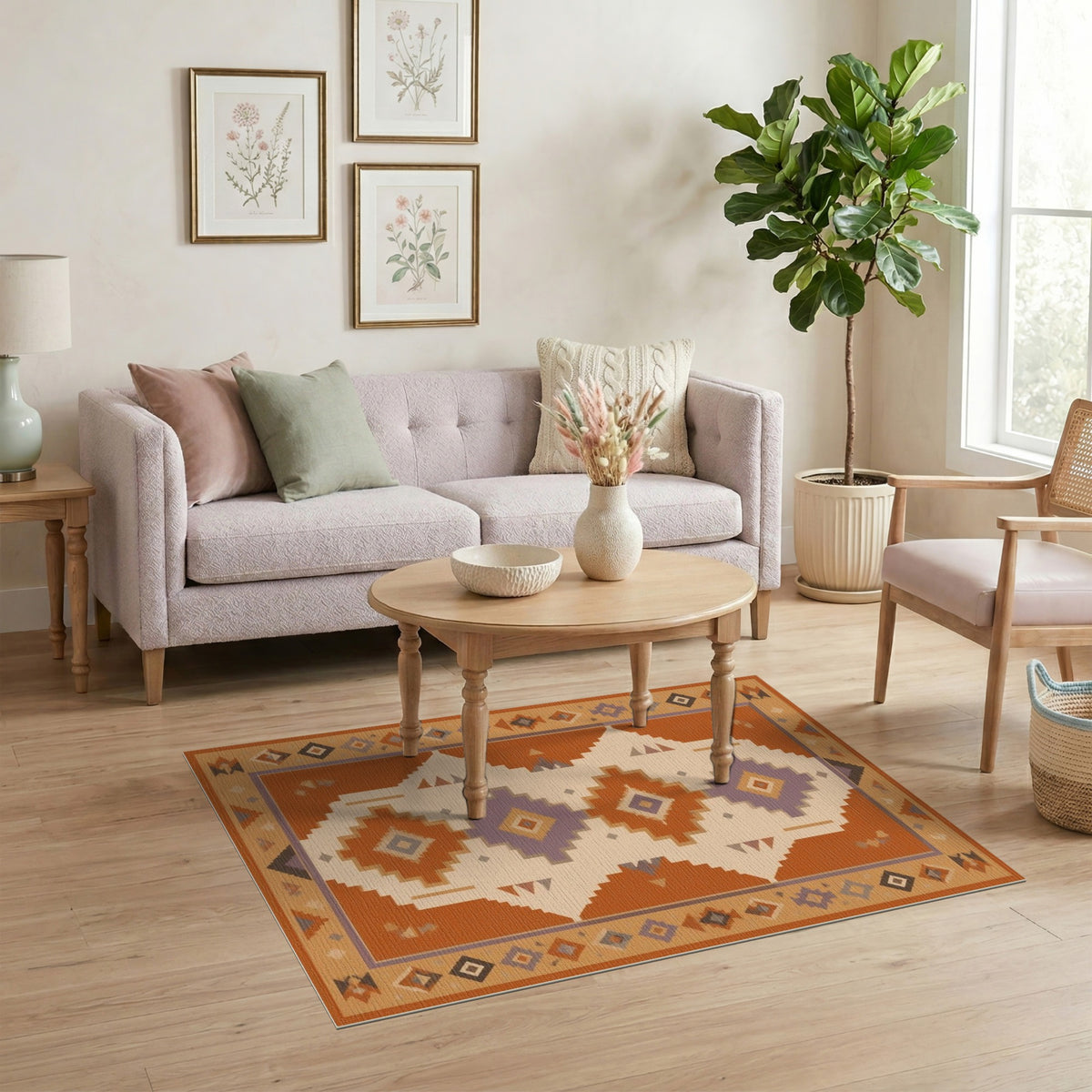Southwestern Orange Geometric Area Rug