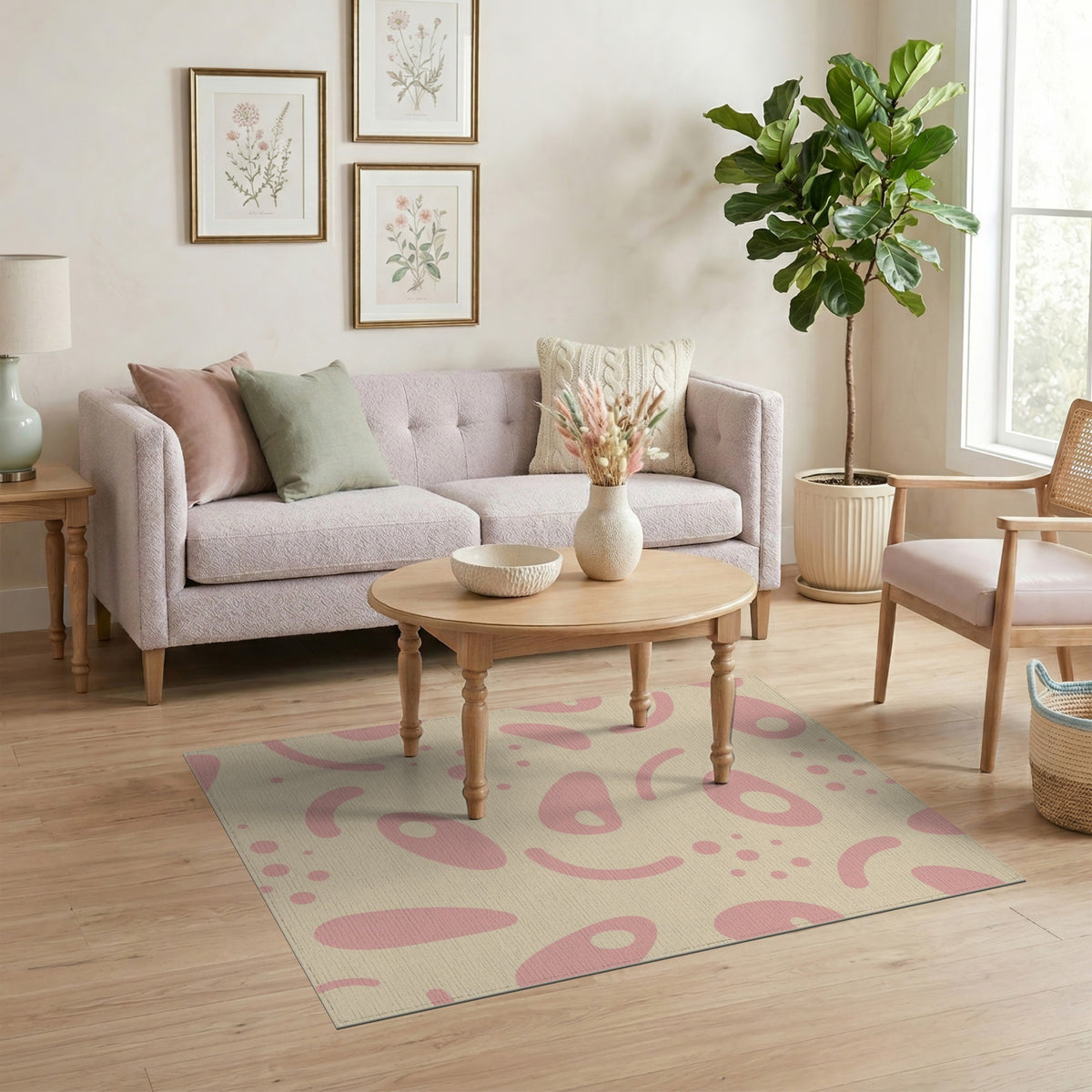 Pink Abstract Blob Area Rug