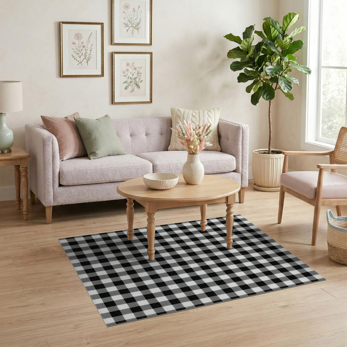Black and White Geometric Modern Black and White Checkered Area Rug