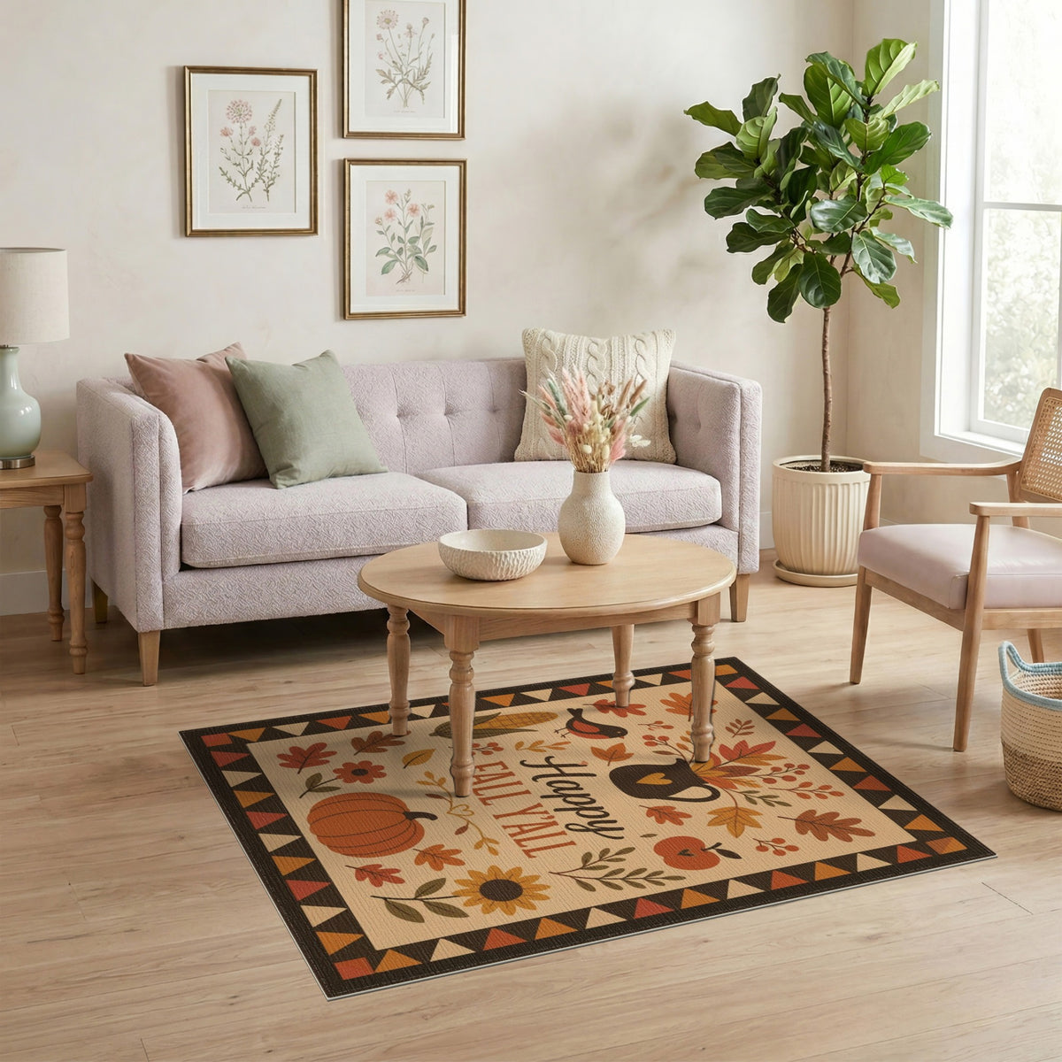 Happy Fall Y'all Autumn Harvest Area Rug
