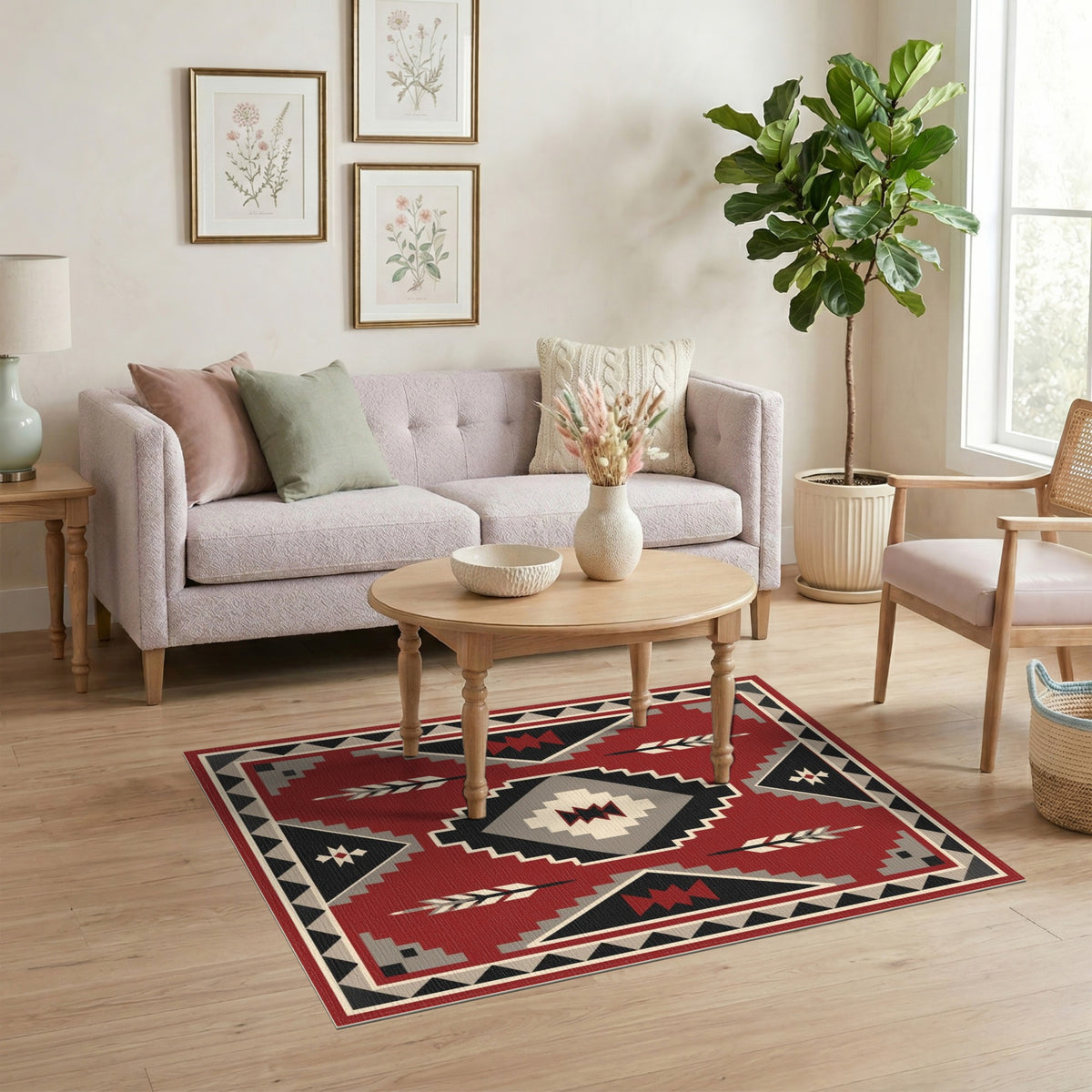 Red Southwestern Geometric Area Rug