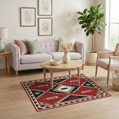 Red Southwestern Geometric Area Rug