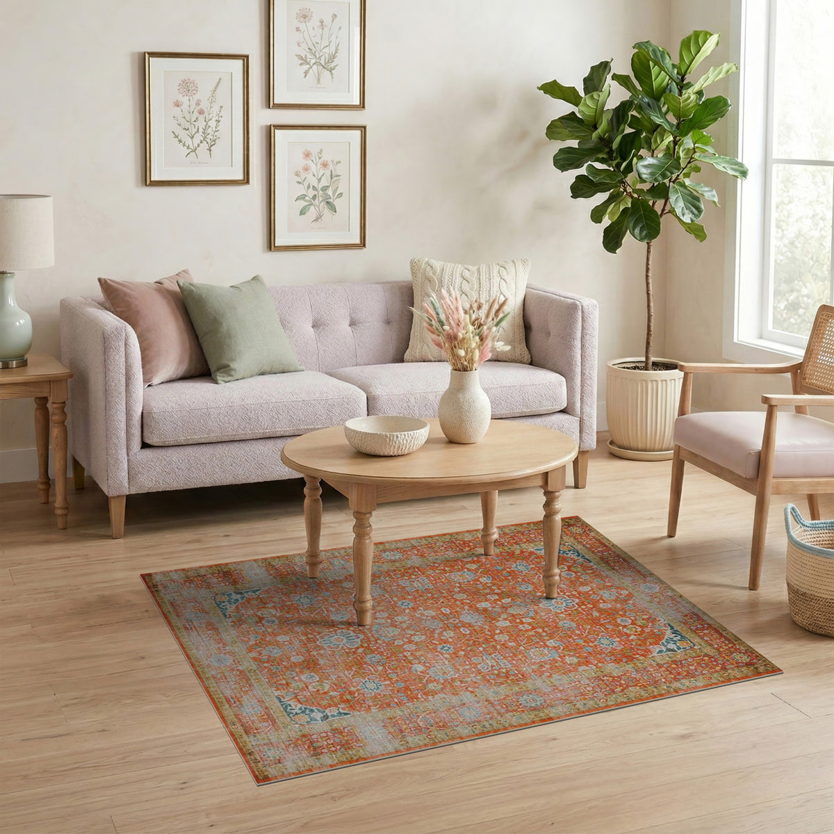 Orange Floral Vintage No. 38 Area Rug