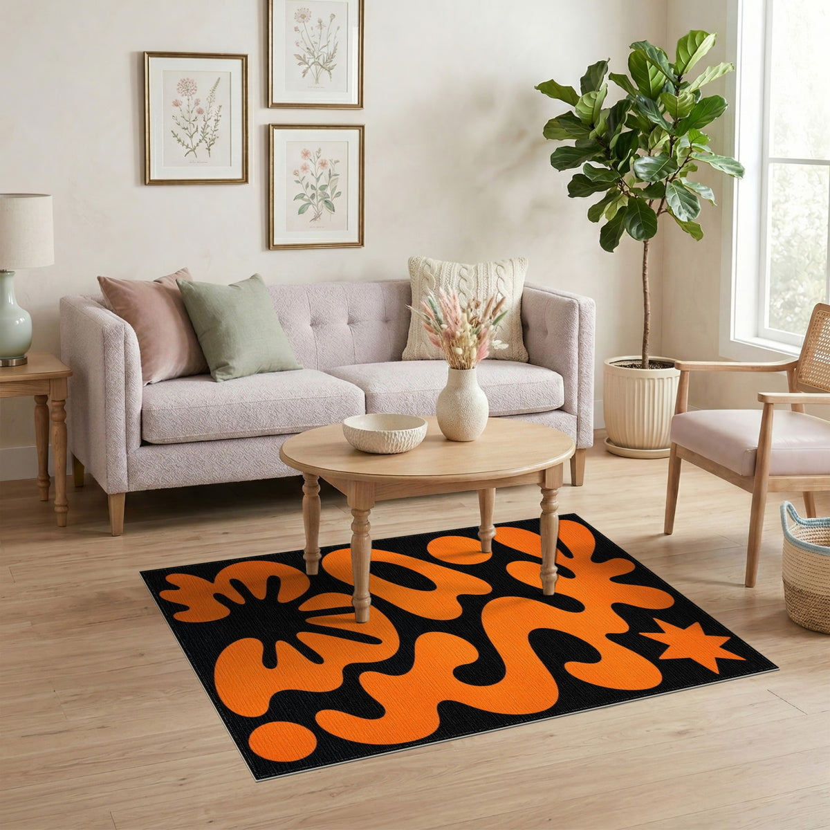 Abstract Area Orange Bold Orange Abstract Area Rug