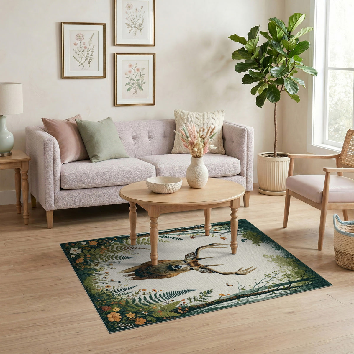 Majestic Deer Woodland Area Rug