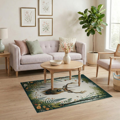 Majestic Deer Woodland Area Rug