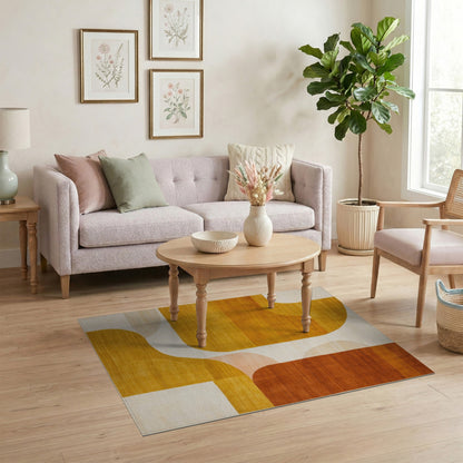 ODIKA Warm Yellow Abstract Area Rug